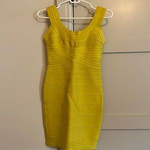 Yellow Herve Leger classic bandage dress